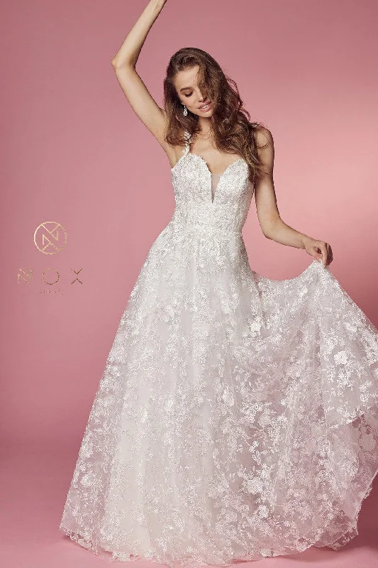 Statement Sleeve Dress Sleeveless A-Line Long Wedding Gown Sale