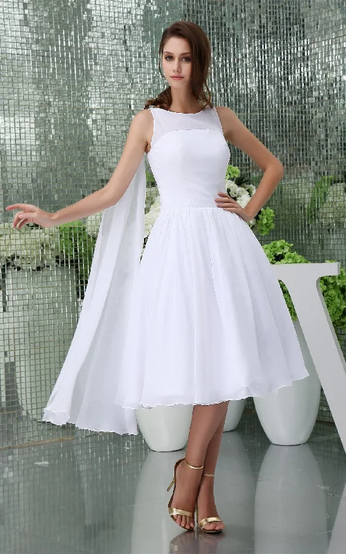 Tulle Skirt Dress Sleeveless A-Line Tea-Length Chiffon Dress With Pleats-GC_706548 Tulle Skirt Dress Sleeveless A-Line Tea-Length Chiffon Dress With Pleats-GC_706548