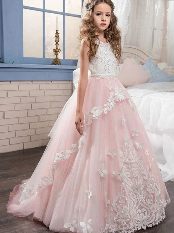 Metallic Formal Dress Sleeveless Butterfly Flower Girl Dresses Jewel Neck Formal Kids Princess Dresses Metallic Formal Dress Sleeveless Butterfly Flower Girl Dresses Jewel Neck Formal Kids Princess Dresses
