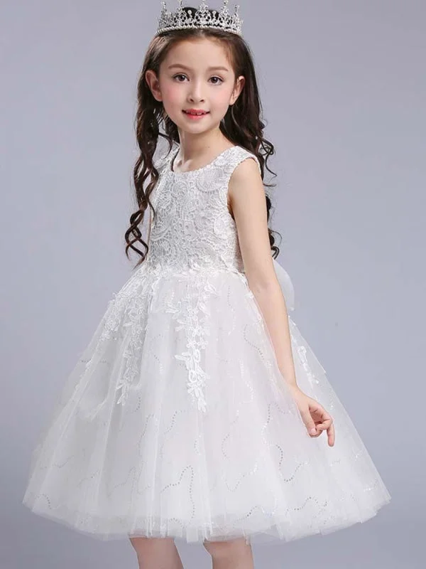 Floral Embroidery Dress Sleeveless Flower Girl Dresses Jewel Neck Kids Party Dresses Floral Embroidery Dress Sleeveless Flower Girl Dresses Jewel Neck Kids Party Dresses