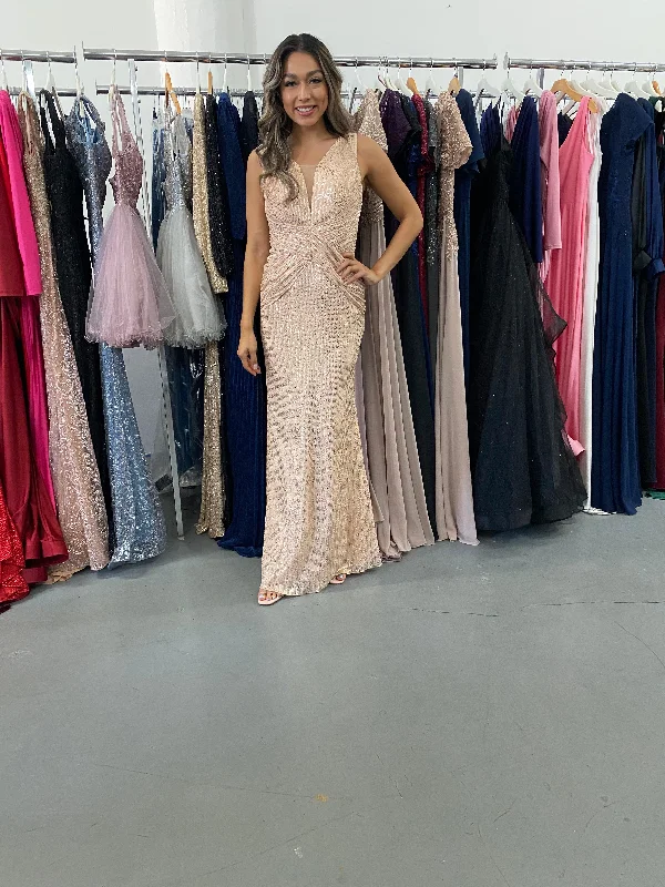 Embroidered Gown Midi Sequins Formal Evening Dress Clearance