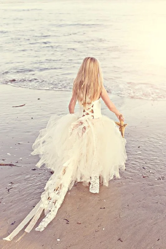 Puffy Sleeve Dress Square Neck Lace Corset Flower Girls Dresses with Puffy Tulle Skirt Puffy Sleeve Dress Square Neck Lace Corset Flower Girls Dresses with Puffy Tulle Skirt