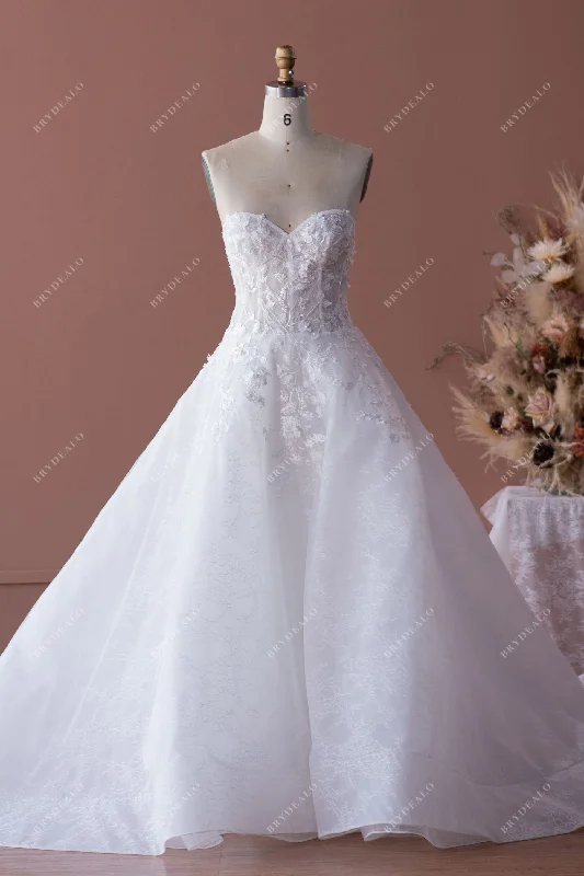 Embellished Maxi Dress Strapless Sweetheart Corset Lace Ballgown Wedding Dress