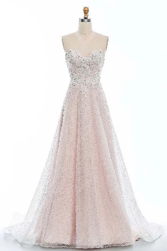 Slit Gown Sweetheart Rhombus Lace A-line Bridal Gown
