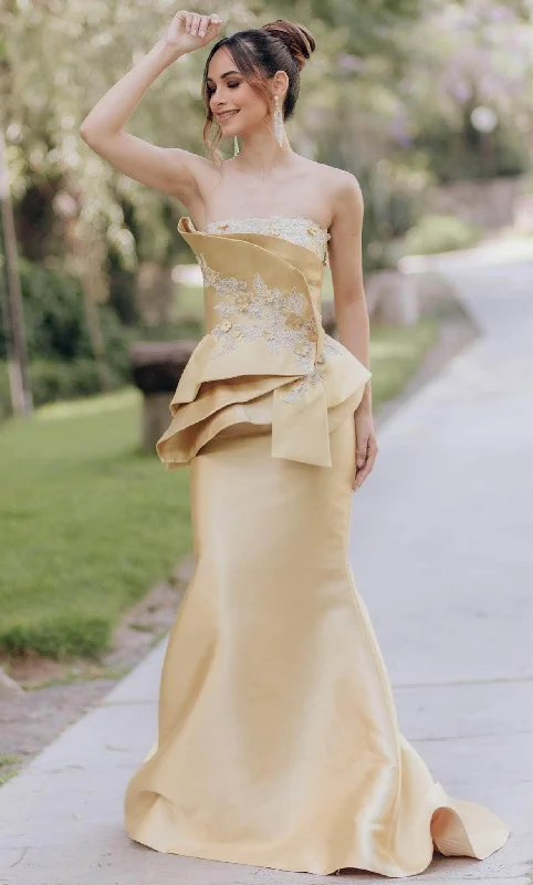 Off-Shoulder Dress Terani Couture 232E1239 - Ruffled Embroidered Evening Gown