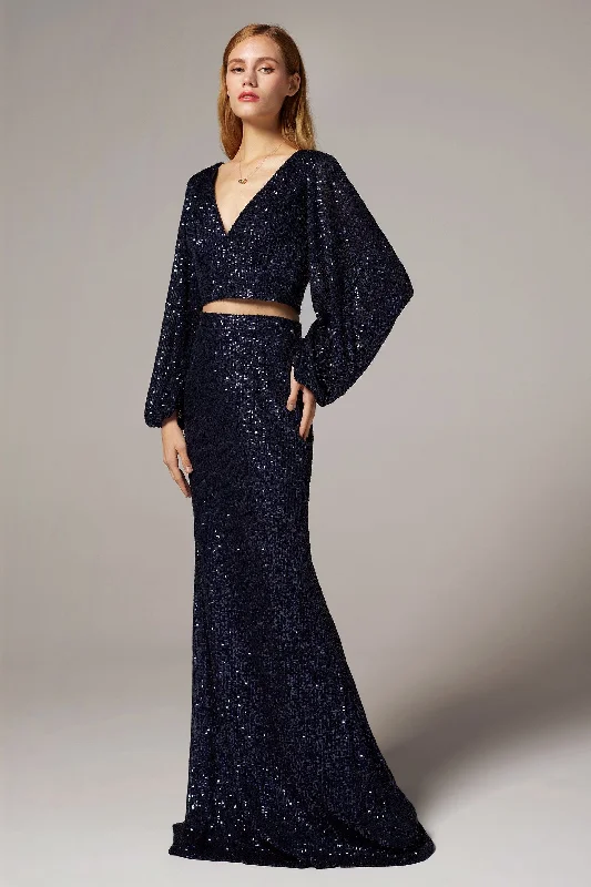 High Neck Dress Trumpet-Mermaid Ankle Length Sequined Dress CS0304