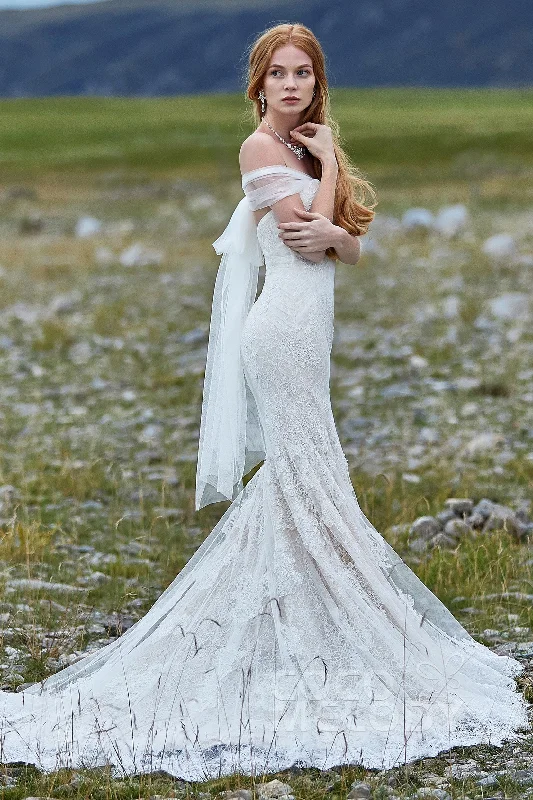 Evening Gown Trumpet-Mermaid Court Train Lace Wedding Dress LD5778
