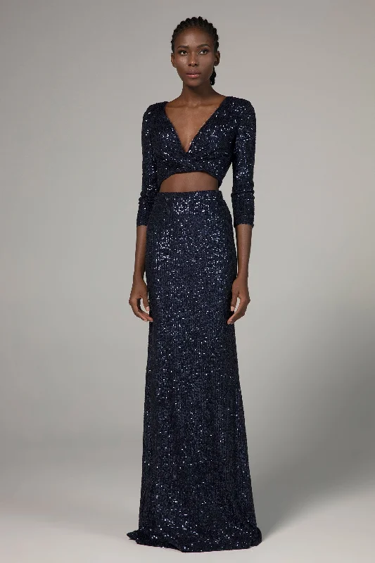 Halter Neck Dress Trumpet-Mermaid Floor Length Sequined Dress CS0295