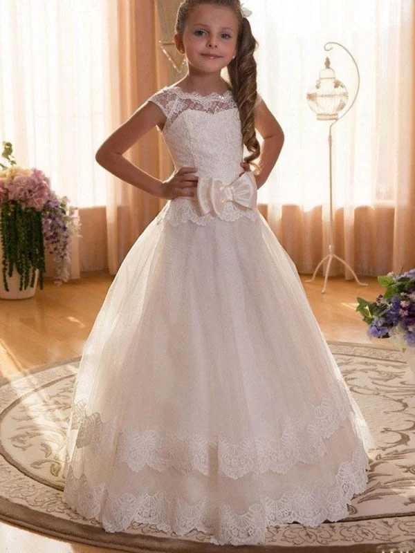 Royal Blue Dress Tulle Lace Princess Flower Girl Dresses Short Sleeves Floor Length Silhouette Kids Formal Pageant Dresses Royal Blue Dress Tulle Lace Princess Flower Girl Dresses Short Sleeves Floor Length Silhouette Kids Formal Pageant Dresses