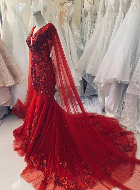 Romantic Evening Gown Unique Red Vintage Wedding Dress, Made to Measure Wedding Dress, Princess Bridal Gown Mermaid Prom Dress fg3270 Romantic Evening Gown Unique Red Vintage Wedding Dress, Made to Measure Wedding Dress, Princess Bridal Gown Mermaid Prom Dress fg3270