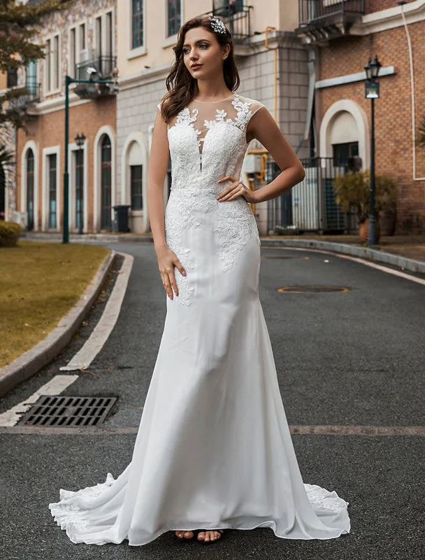 Timeless Gown Wedding Bridal Gowns Jewel Neck Sleeveless Natural Waist Buttons Court Train Bridal Gowns Exclusive Timeless Gown Wedding Bridal Gowns Jewel Neck Sleeveless Natural Waist Buttons Court Train Bridal Gowns Exclusive