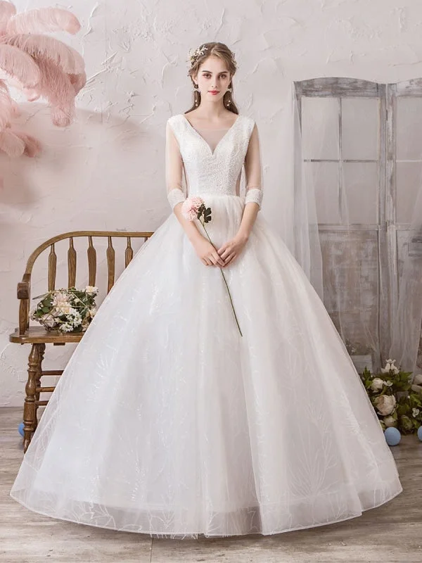 Satin Gown Wedding Dress Princess Silhouette Floor Length V Neck Sleeveless Natural Waist Beaded Lycra Spandex Bridal Gowns Satin Gown Wedding Dress Princess Silhouette Floor Length V Neck Sleeveless Natural Waist Beaded Lycra Spandex Bridal Gowns
