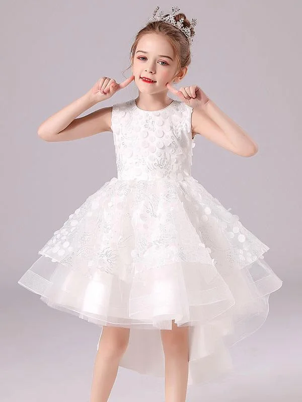 Glamorous Formal Dress White Formal Kids Pageant Dresses Jewel Neck Sleeveless Flower Girl Dresses with Bows Glamorous Formal Dress White Formal Kids Pageant Dresses Jewel Neck Sleeveless Flower Girl Dresses with Bows