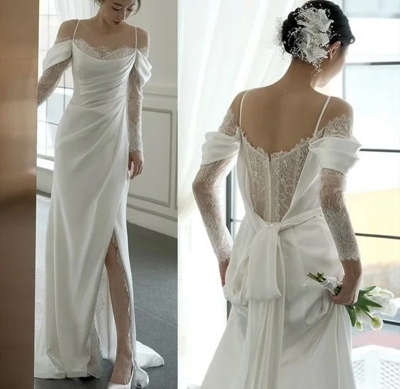 Tulle Skirt Dress White Off The Shoulder Wedding Dress Long Prom Gown    fg4195