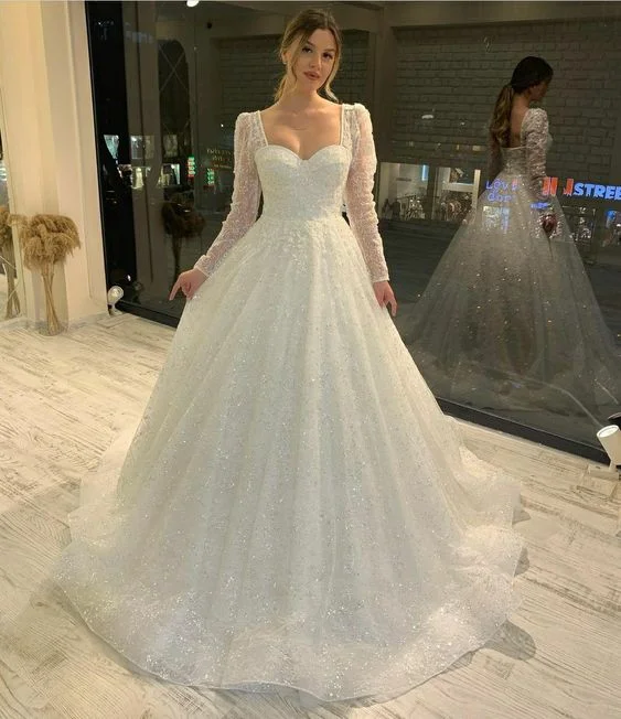 Luxe Satin Dress White Tulle A line Long Ball Gown Wedding Dress    fg3710