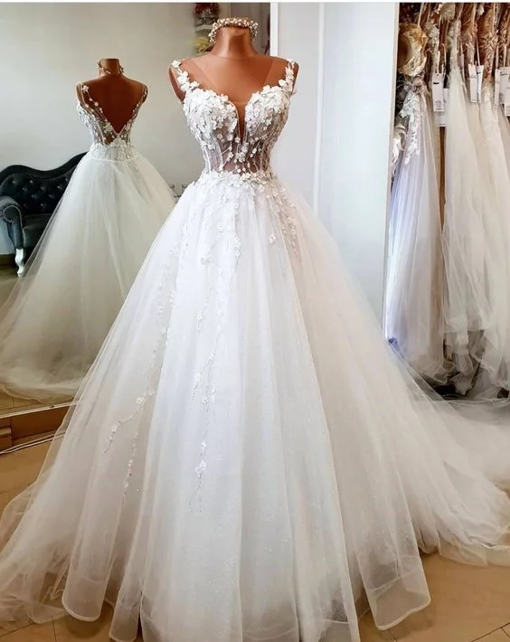 Peplum Dress White V neck Long Fashion Wedding Dress    fg3846