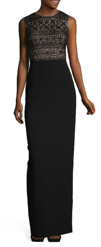 Brocade Formal Dress Adrianna Papell AP1E203663 Crew Neck Sleeveless Formal Long Dress