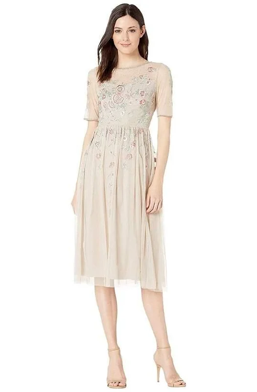 Satin Slip Dress Adrianna Papell AP1E205374 Knee Length Beaded Dress