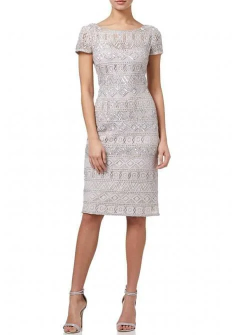 Designer Gown Adrianna Papell AP1E202476 Silver Beaded Short Cocktail Dress