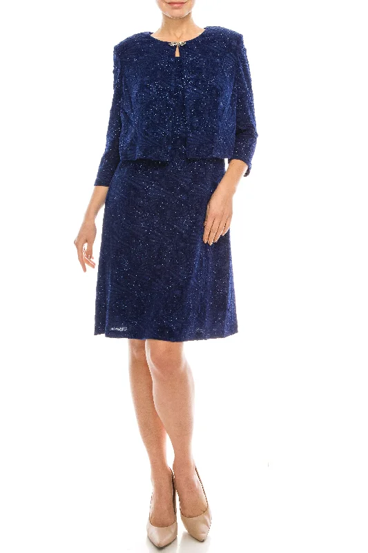 Beaded Evening Dress Alex Evenings 8125903 Short Metallic Jacket Dress