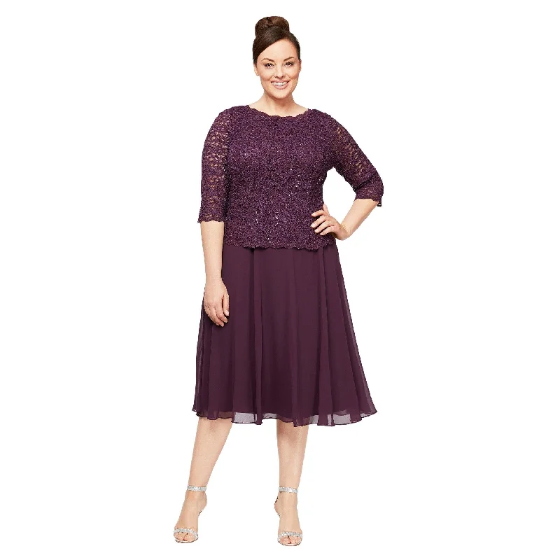 Off-White Gown Alex Evenings AE4121796 Short Plus Size Chiffon Dress
