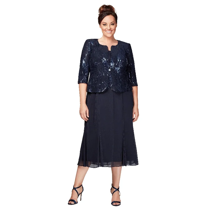 Tulle Skirt Dress Alex Evenings AE496267 Short Plus Size Jacket Dress