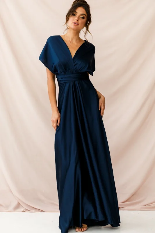 Classic Gown Ariana Multiway Mid Sleeve Maxi Dress Navy