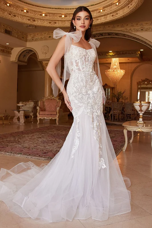 Peplum Dress Beatrice Laced Embroidered Sheer Corset Flattering Mermaid Long Wedding Dress CDA1086W Peplum Dress Beatrice Laced Embroidered Sheer Corset Flattering Mermaid Long Wedding Dress CDA1086W