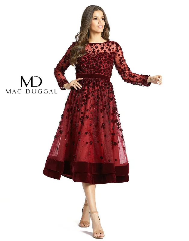 Bow Detail Dress Burgundy 6 Mac Duggal Sheer Long Sleeve A Line Short Dress Sale