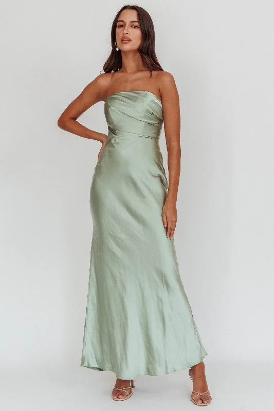 Halter Neck Dress City Of Stars Strapless Maxi Dress Pistachio