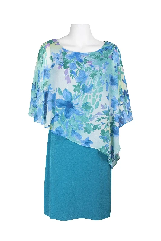 Velvet Dress Connected Apparel Floral Print Short Chiffon Dress