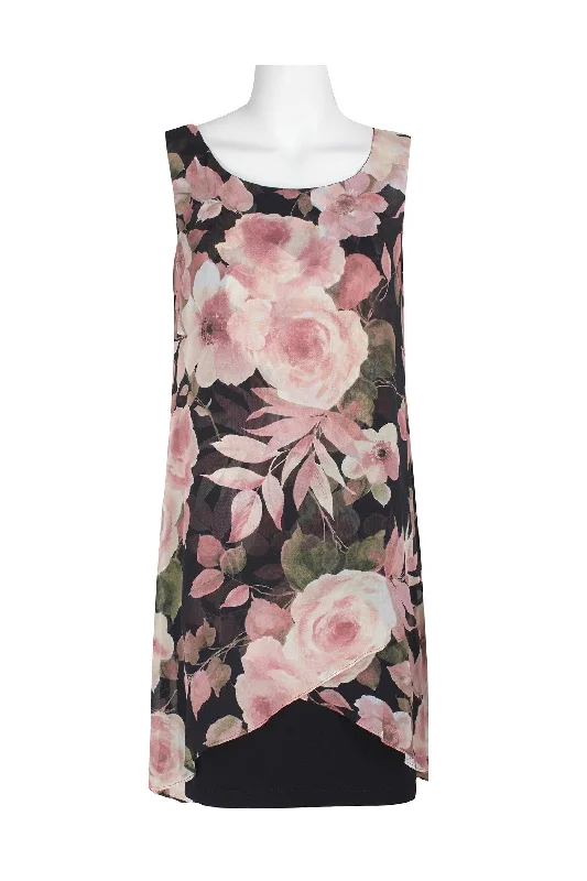 Beaded Dress Connected Apparel Floral Print Tiered Short Dress