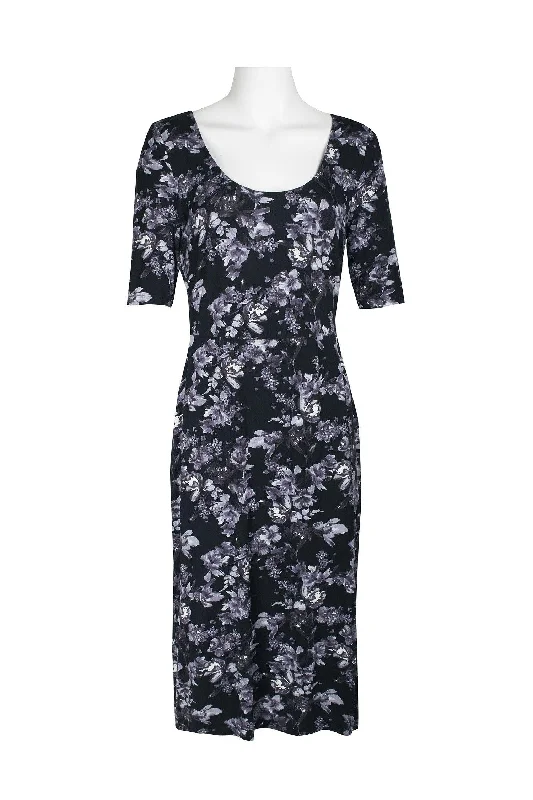 High-Low Dress Connected Apparel Short Long Sleeve Floral Dress