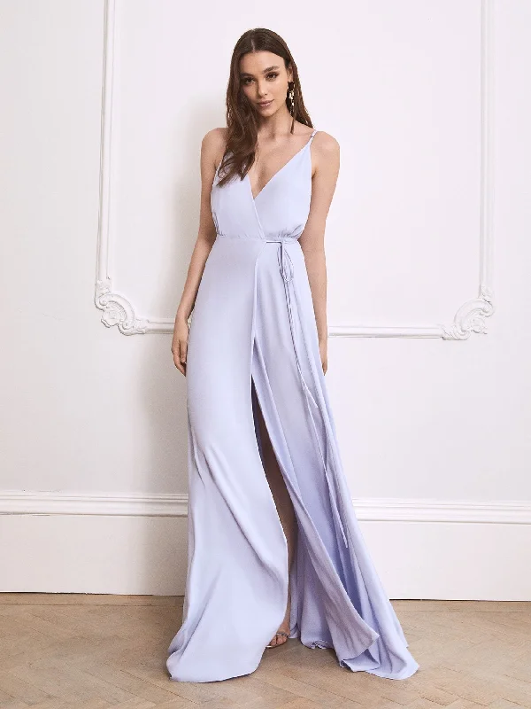 Minimalist Gown Ella wrap heather blue dress