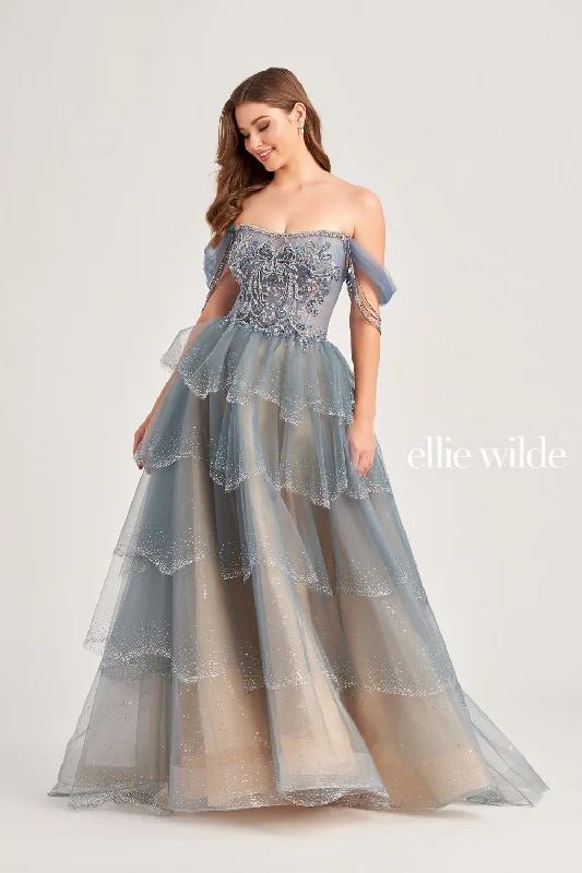 Floor-Length Satin Dress Ellie Wilde EW35040 Dresses