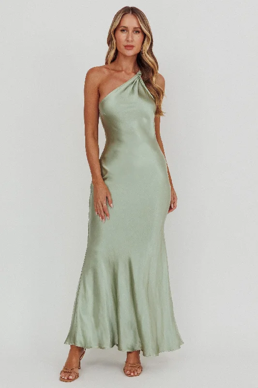 Beaded Dress Emmaline One-Shoulder Open Back Maxi Dress Sage