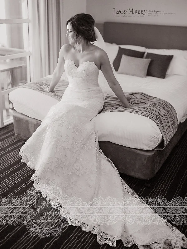 Satin Gown Exquisite Custom Wedding Dress with Strapless Neck