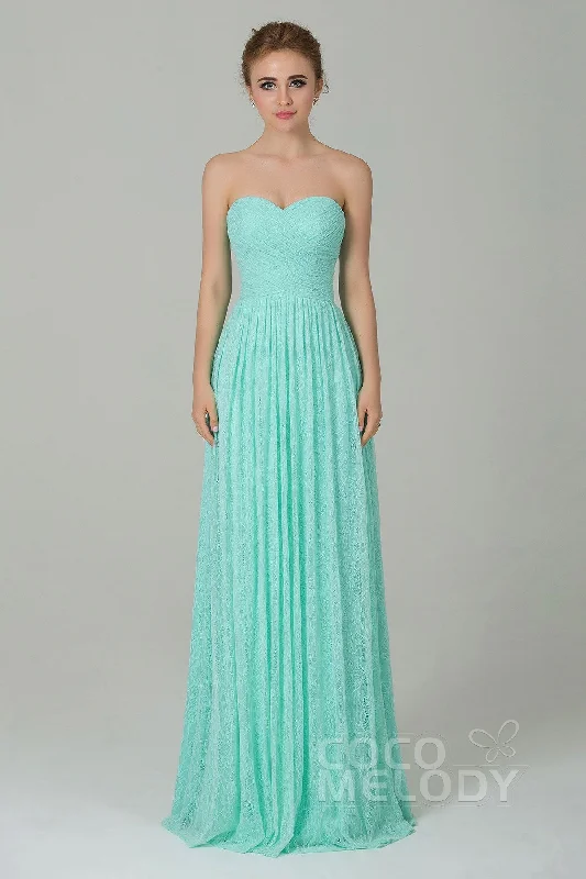 Unique Formal Dress Sheath-Column Floor Length Lace Bridesmaid Dress COZK16013