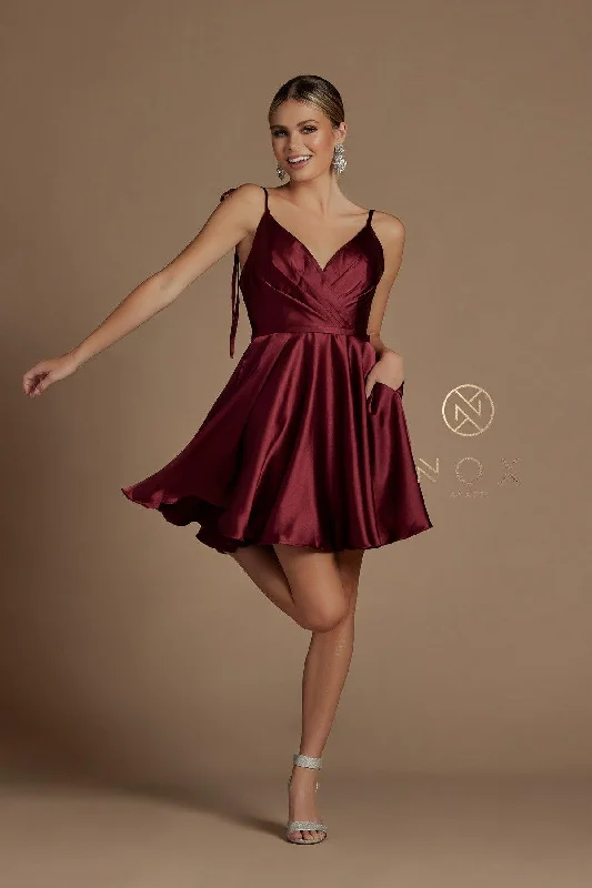Luxe Satin Dress Homecoming Short Spaghetti Strap Cocktail Dress