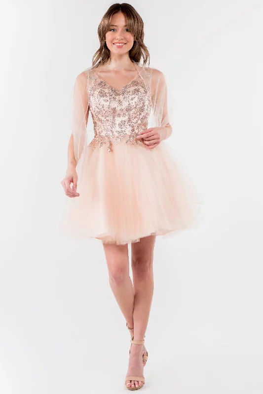 Organza Dress Glitter A Line Short Homecoming Dress