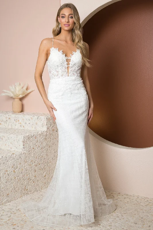 Halter Neck Dress Glittery Deep V-Neck Bodice Trumpet Skirt Long Wedding Dress NXR282-1W Sale Halter Neck Dress Glittery Deep V-Neck Bodice Trumpet Skirt Long Wedding Dress NXR282-1W Sale