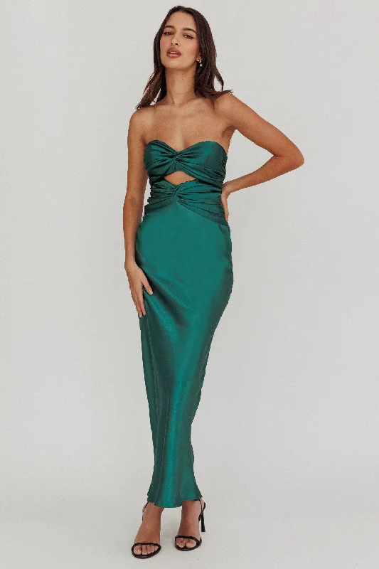 Velvet Dress Good Impression Double Twist Midi Dress Forest Green