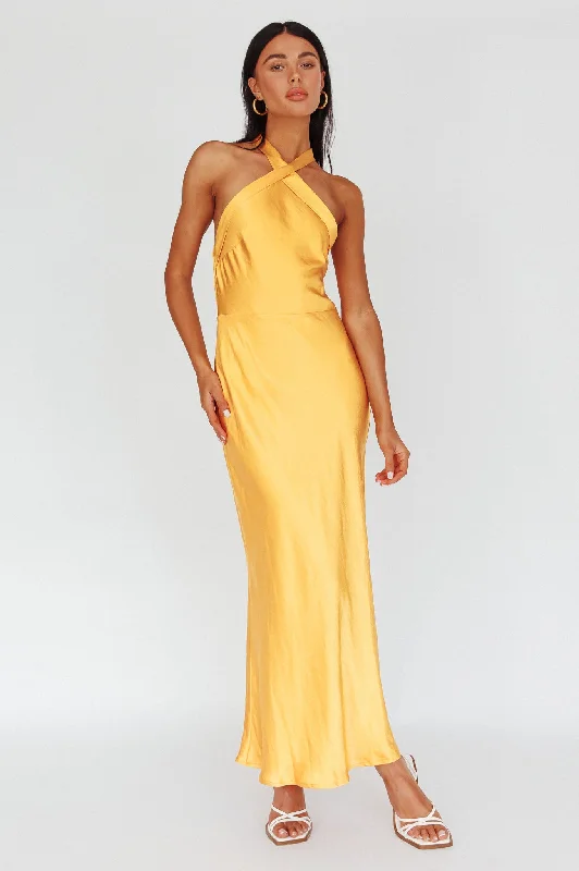 Subtle Shine Dress Italia Azure Crossover Halterneck Maxi Dress Sun