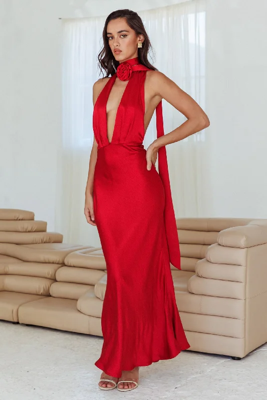Unique Formal Dress Italia Azure Halterneck Rose Dress Cherry
