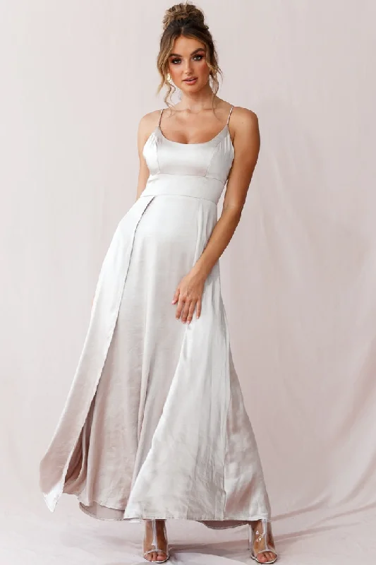 Elegant Beaded Dress Joanne Empire Waist Maxi Dress Champagne