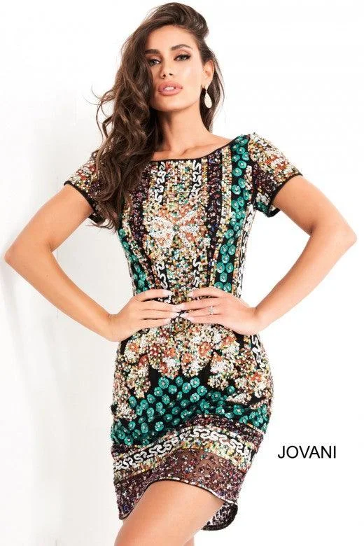 Pleated Gown Jovani 2663 Short Homecoming Multi Cocktail Dress