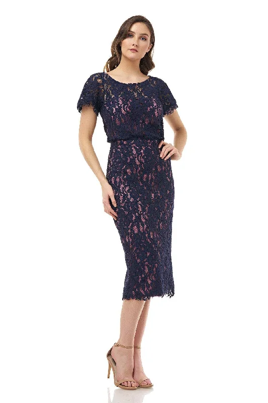 Modest Formal Dress JS Collections Short Lace Midi Sheath Dress 866800