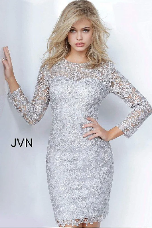 Ruffled Dress Jovani 3217 Short Cocktail Lace Dress