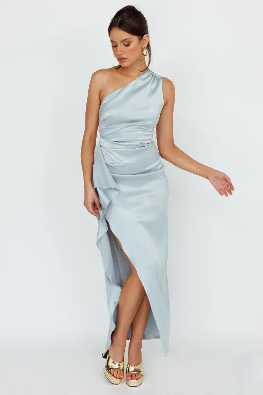 Bodycon Gown Kamillia One-Shoulder Split Midi Dress Pistachio