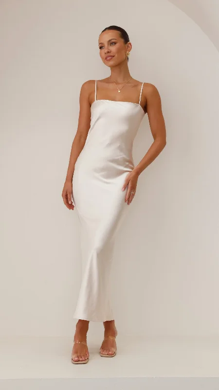 Glittering Evening Gown Keira Maxi Dress - Champagne